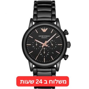 שעון יד לגבר אמפוריו ארמני כרונוגרף שחור רוז גולד דגם AR1509