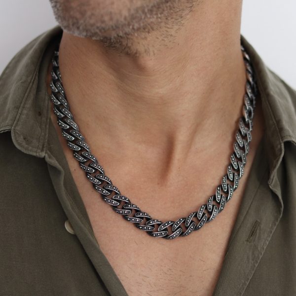 שרשרת גורמט שחורה עבה במיוחד לגבר
