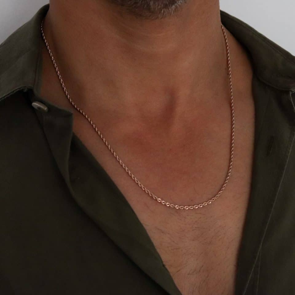 שרשרת חבל רוז גולד לגבר