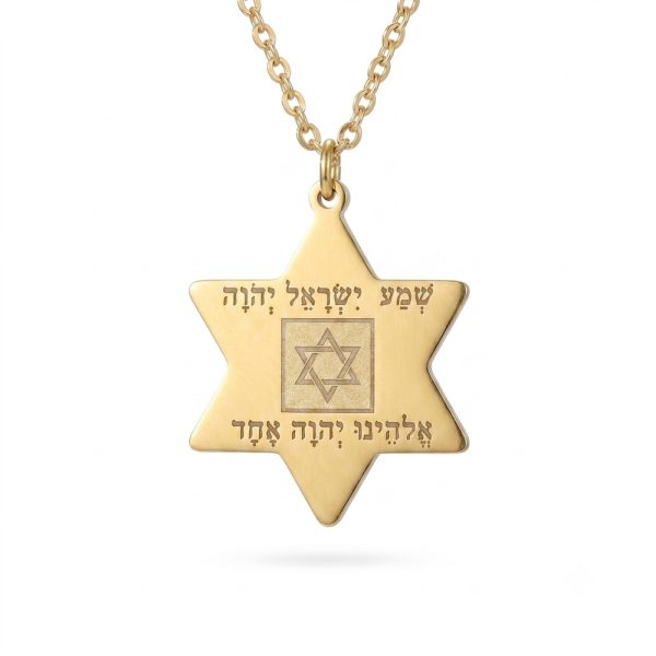 שרשרת עם תליון מגן דוד בציפוי זהב צהוב עם שבב ננו תנך